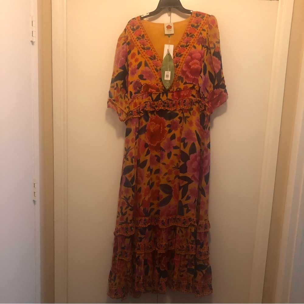 NWT $275 FARM RIO Floral Dream Short Sleeve Maxi Dress- sizes XS, Small + Large! - Picture 6 of 15